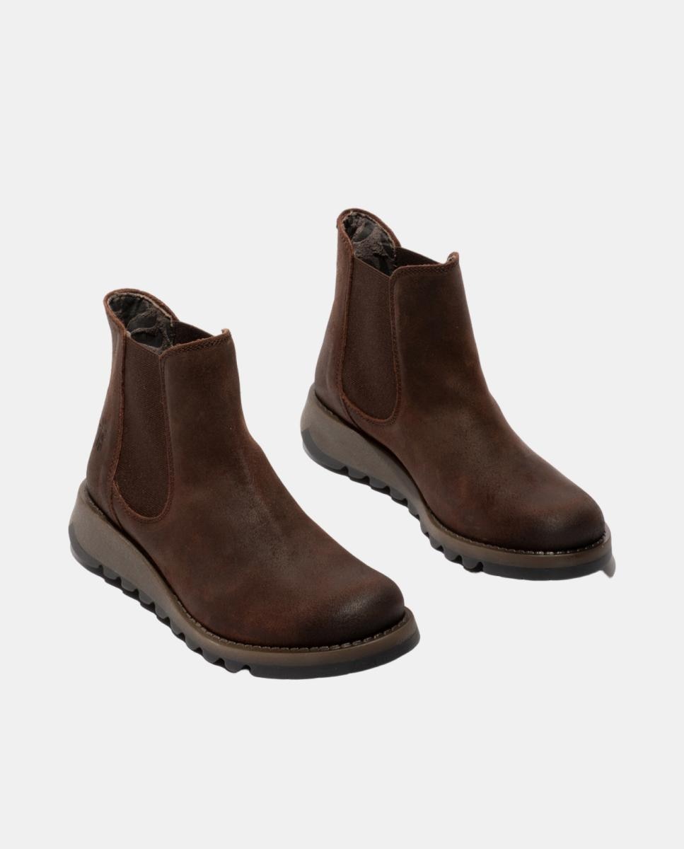 Botim em Pele Slip-On Castanho-2
