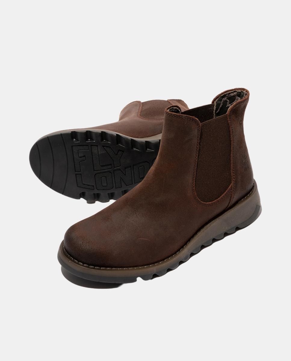 Botim em Pele Slip-On Castanho-4