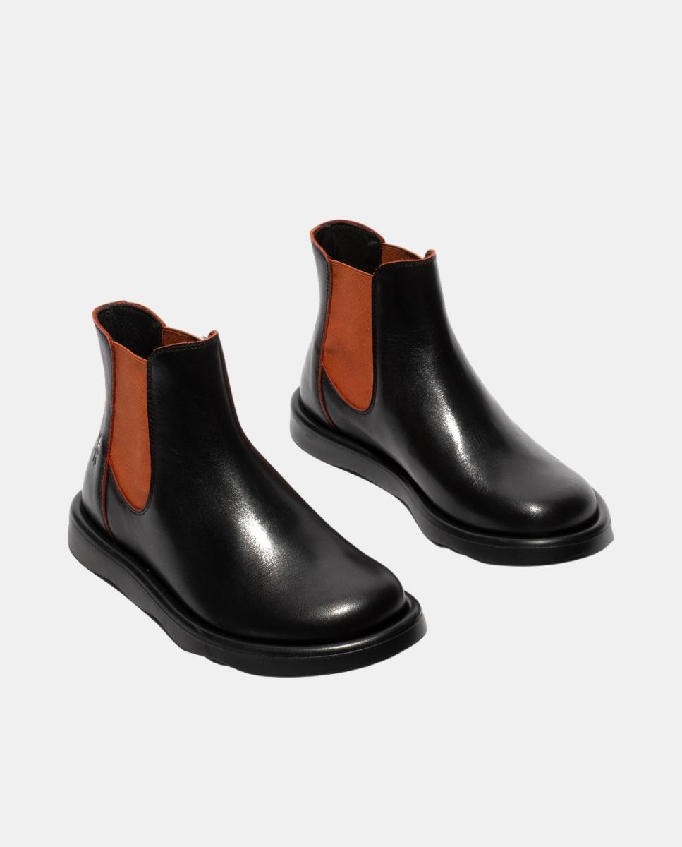 Botim em Pele Slip-On Preto / Vermelho-2