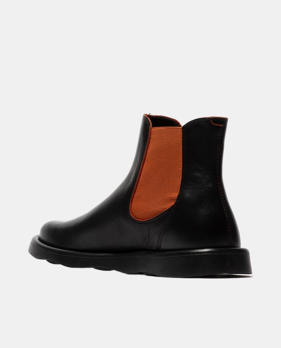 Botim em Pele Slip-On Preto / Vermelho-3