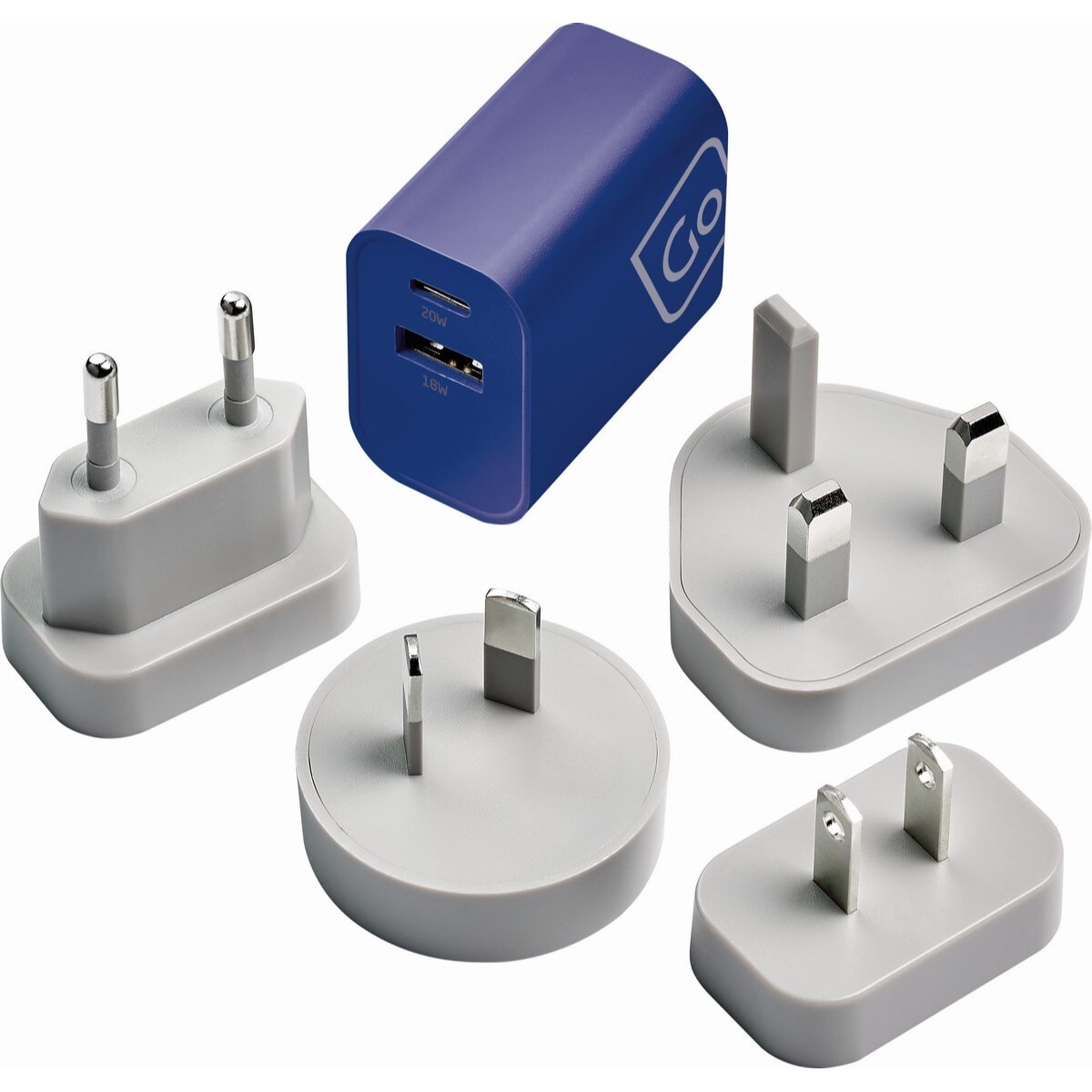 Carregador mundial USB-A e USB-C + 2