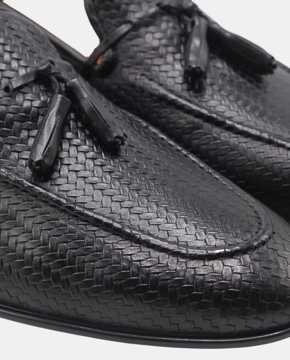 Mocasin Slip On Preto Texturado Preto-5