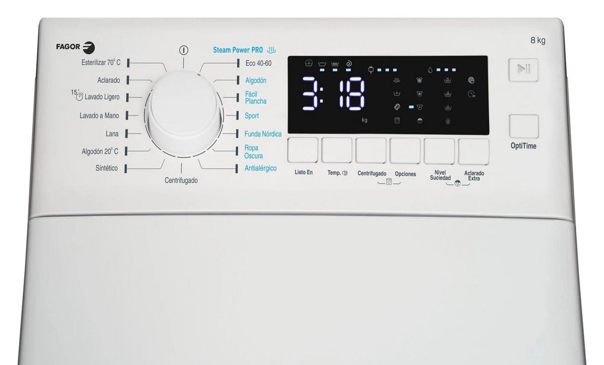 Máquina de Lavar Roupa Fagor 4FET-8013 Carga Superior de 8 Kg e de 1300 rpm - Branco Branco-3