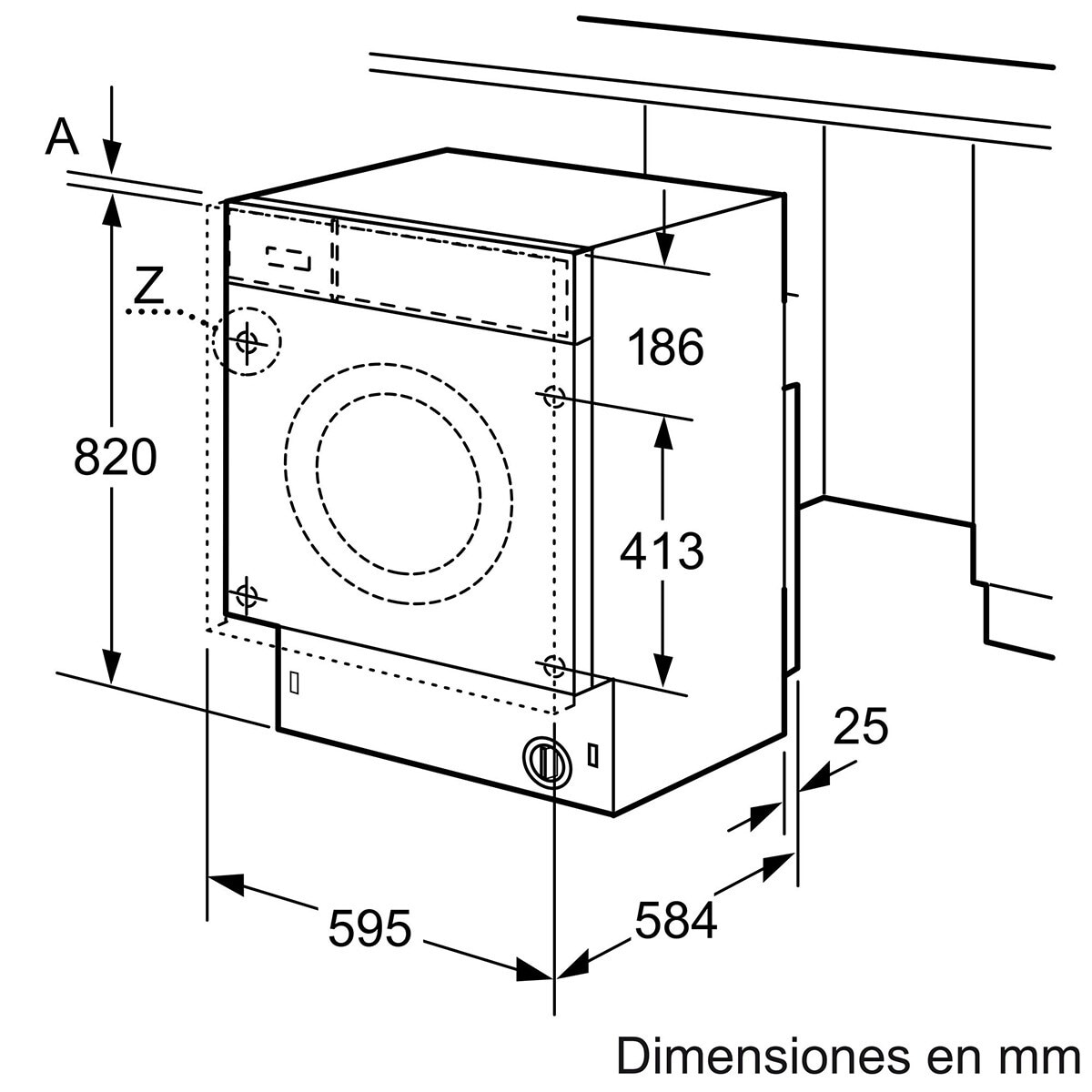 Máquina de Lavar e Secar Roupa Encastrável Balay 3TW773B Carga Frontal de 7/4 kg e 1200 rpm - Branco Branco-3
