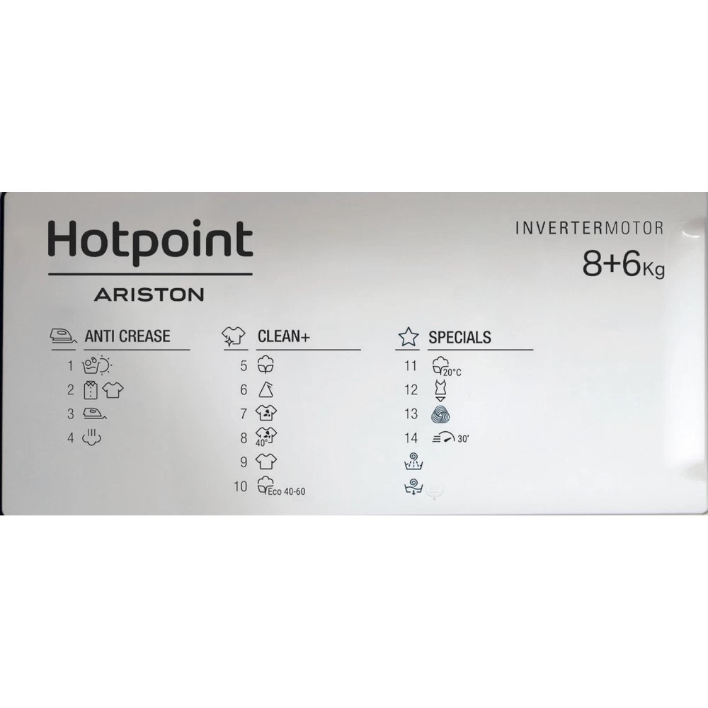 Máquina de Lavar e Secar Roupa Encastrável HotPoint BI WDHG 861485 Carga Frontal de 8/6 Kg e 1400 rpm - Branco Branco-8