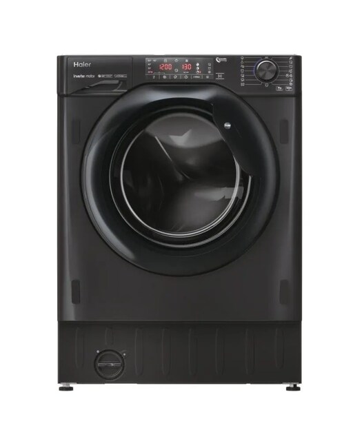 Imagem 0 de Máquina de Lavar Roupa Encastrável Haier Série 4 HWQ90B416FWBB-S Carga Frontal, Motor Inverter BPM de 9 Kg e de 1600 rpm - Glossy Black