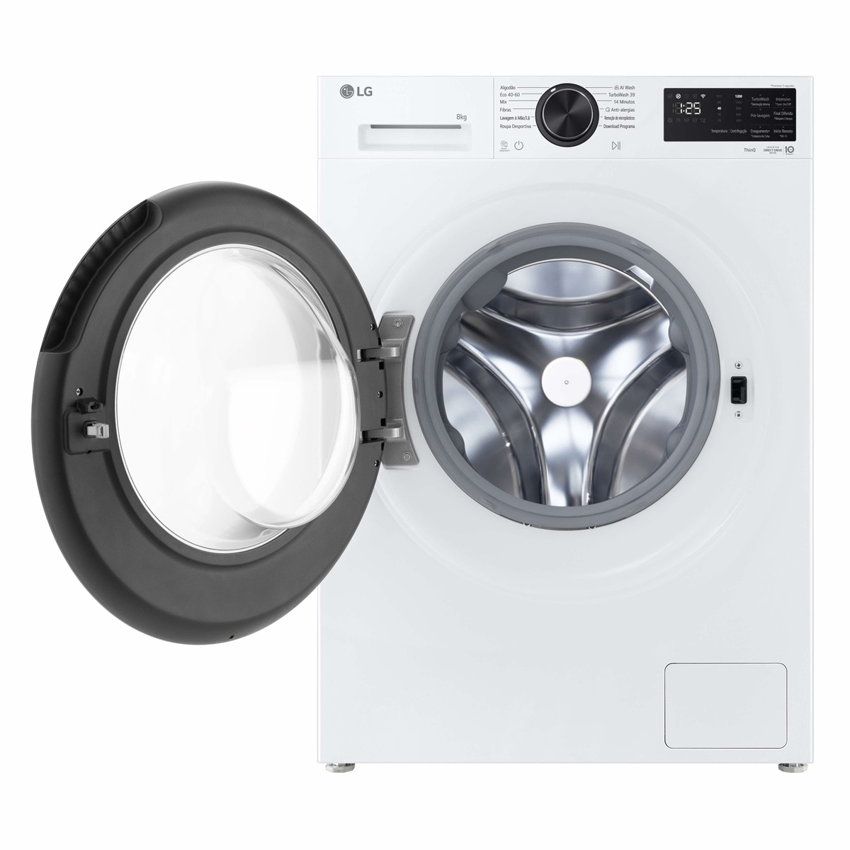 Máquina de Lavar Roupa LG Slim F2X50S8TLB AI DD, TurboWash 360, LG Steam, Carga Frontal, de 8 Kg e 1200 rpm - Branco Branco-2