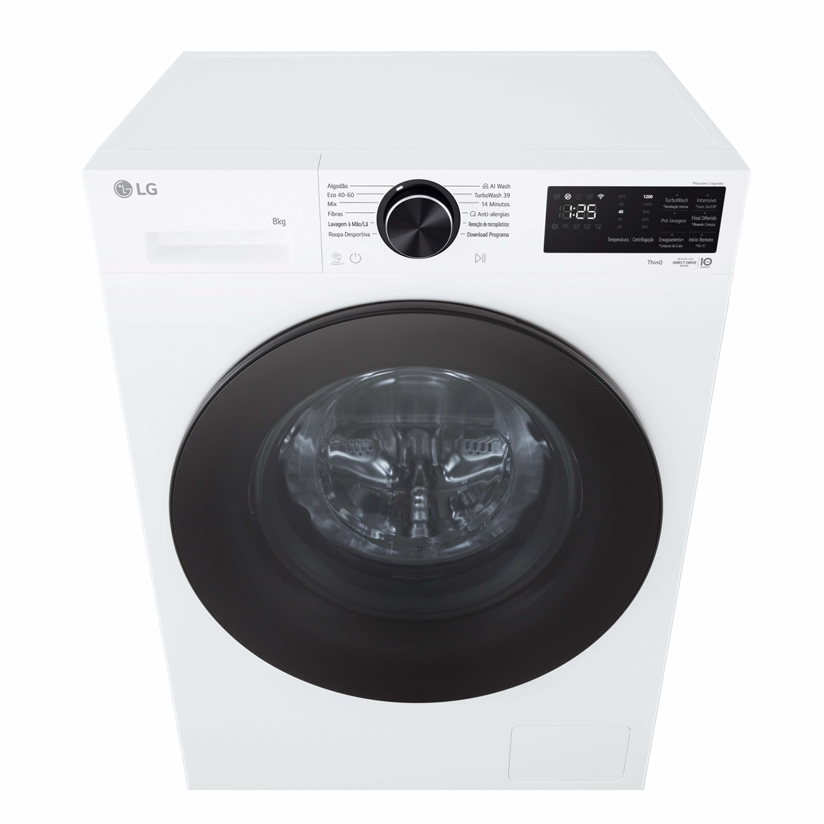 Máquina de Lavar Roupa LG Slim F2X50S8TLB AI DD, TurboWash 360, LG Steam, Carga Frontal, de 8 Kg e 1200 rpm - Branco Branco-3