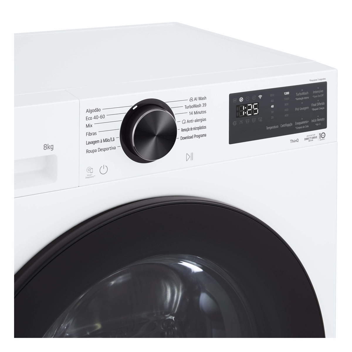 Máquina de Lavar Roupa LG Slim F2X50S8TLB AI DD, TurboWash 360, LG Steam, Carga Frontal, de 8 Kg e 1200 rpm - Branco Branco-4