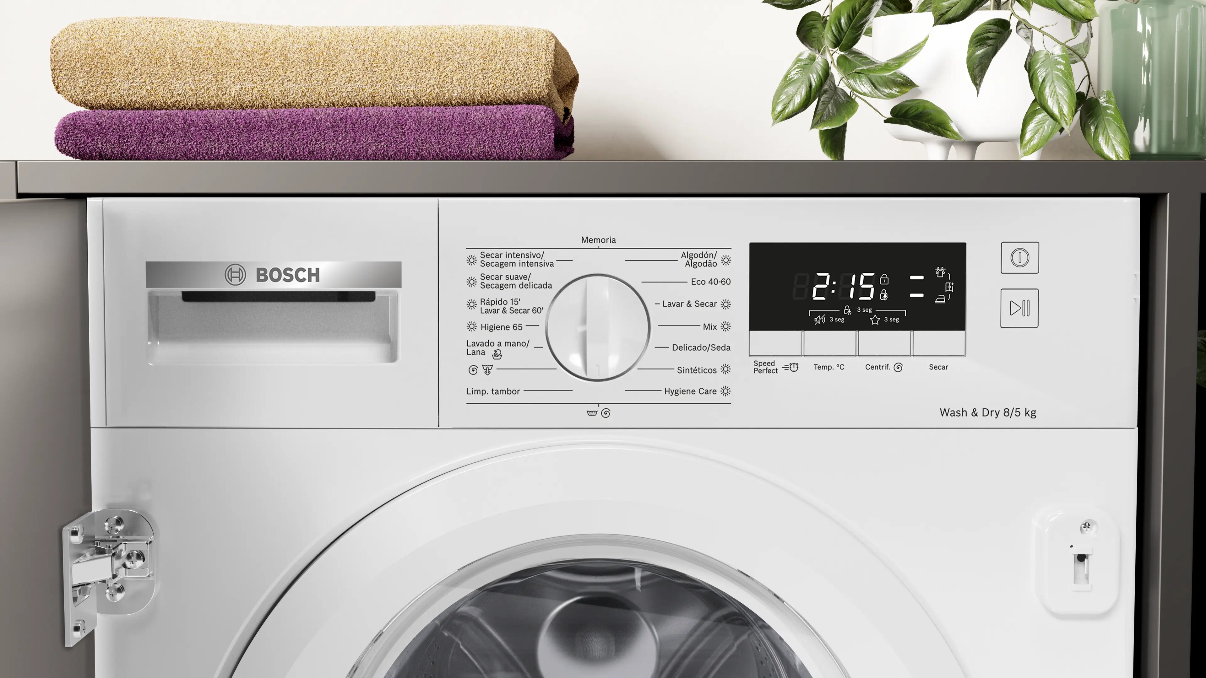 Máquina de Lavar e Secar Roupa Encastrável Bosch WKD28260ES de 8/5 kg - Branco Branco-2