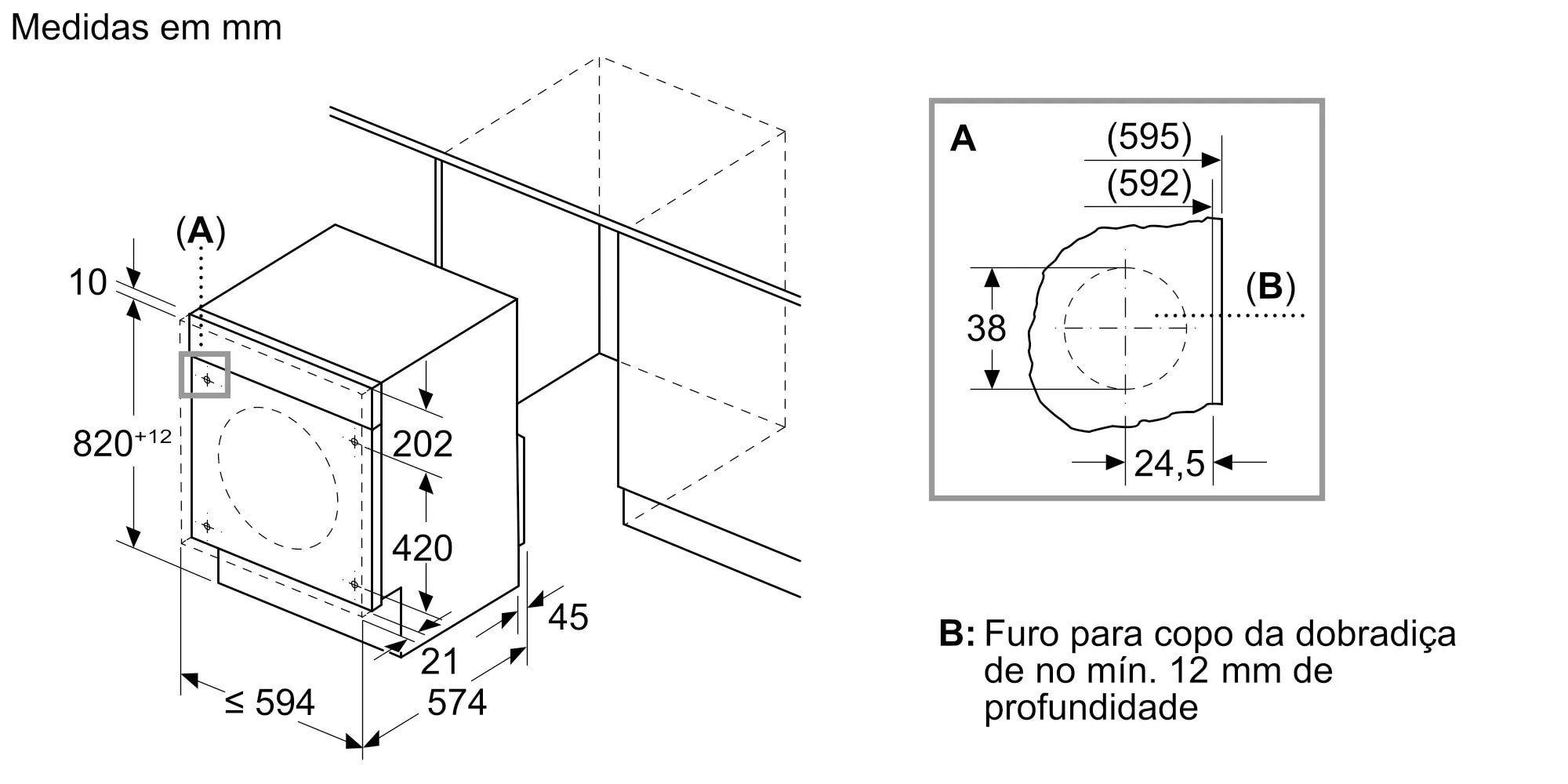 Máquina de Lavar e Secar Roupa Encastrável Bosch WKD28260ES de 8/5 kg - Branco Branco-7