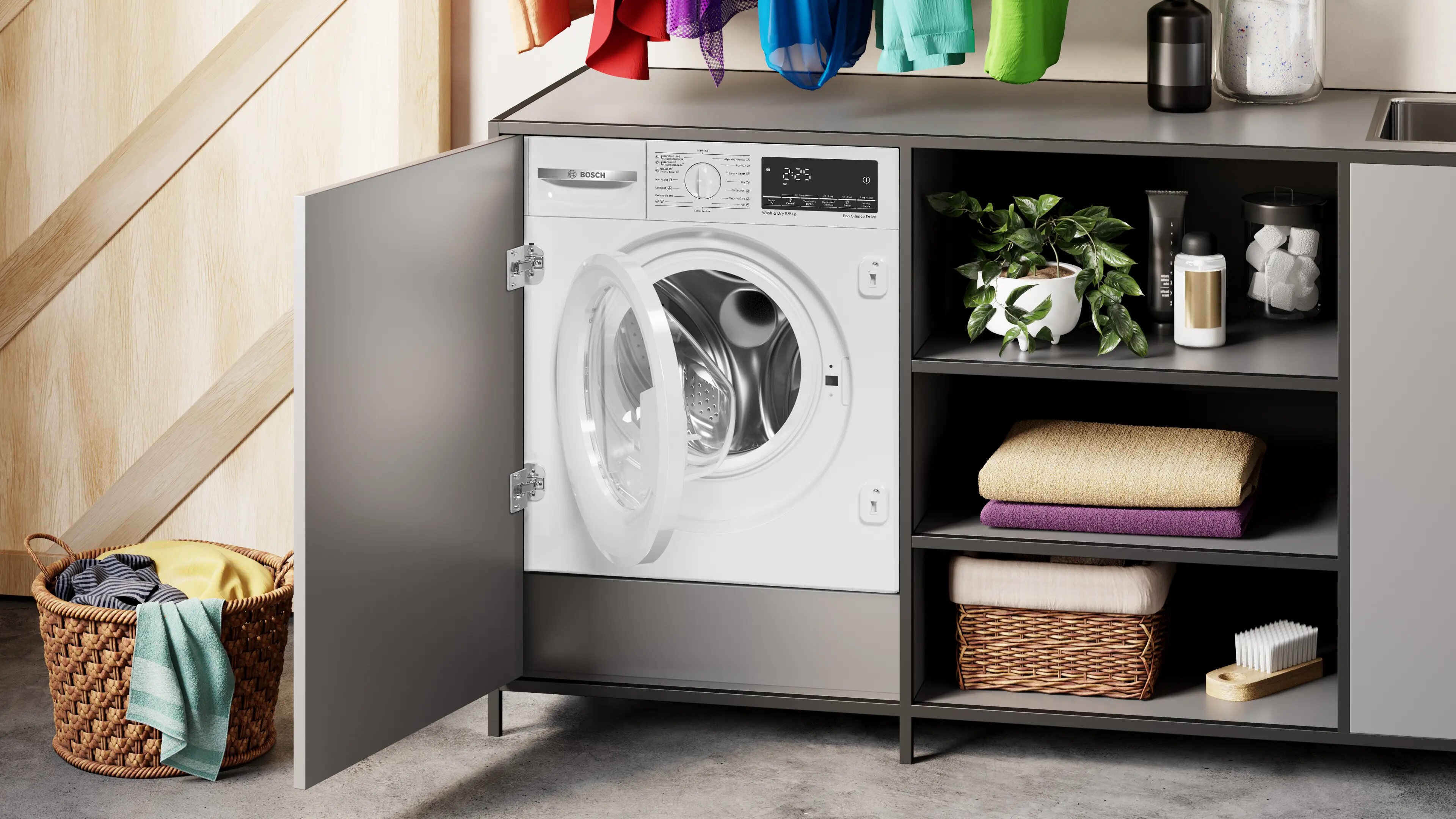 Máquina de Lavar e Secar Roupa Encastrável  Bosch Serie 6 WKD28490ES de 8/5 kg - Branco Branco-3
