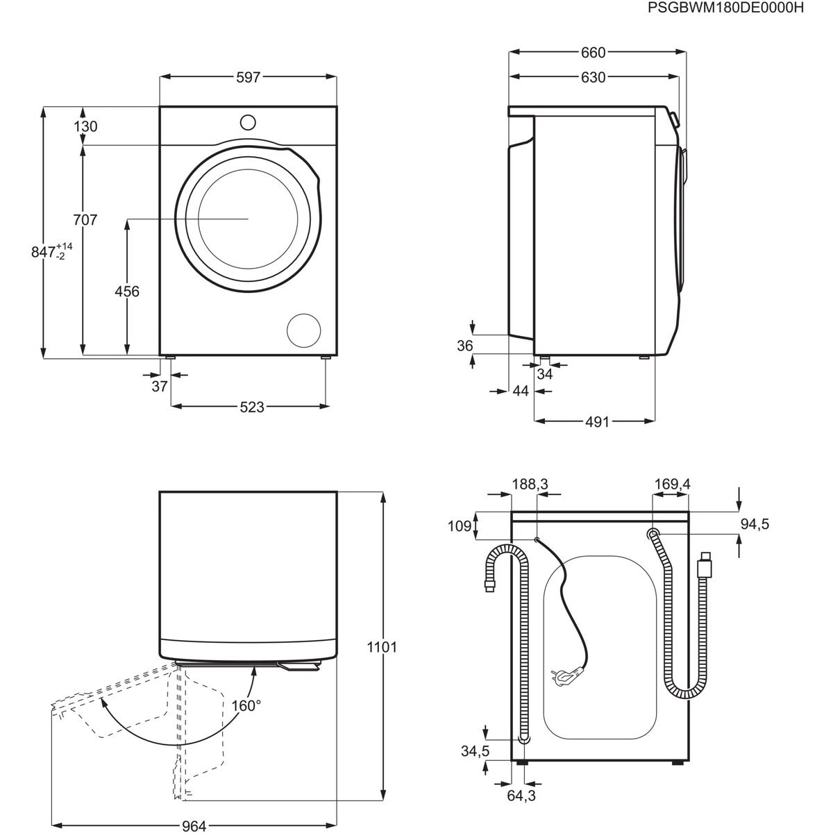 Máquina de Lavar Roupa AEG Série 6000 ProSense® L6FBI947P Carga Frontal de 9 kg e 1400 rpm - Branco Branco-10