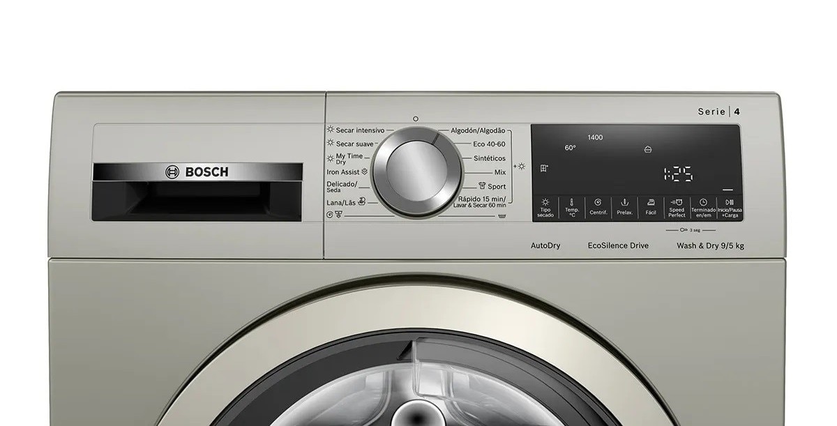Máquina de Lavar e Secar Roupa Bosch Serie 4 WNA1341XES Carga Frontal, Motor Ecosilence? e Iron Assist de 9/5 kg 1400 rpm - Cinzento Inox-3