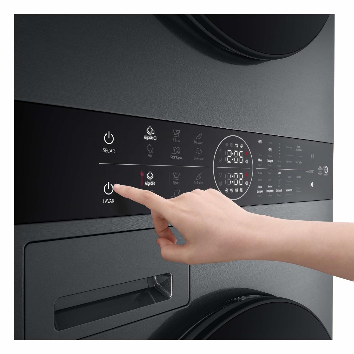 Máquina de Lavar e Máquina de Secar Roupa LG WT1210BBF WashTower, Carga Frontal de 12/10 Kg e de 1400 rpm - Preto Grafite-8
