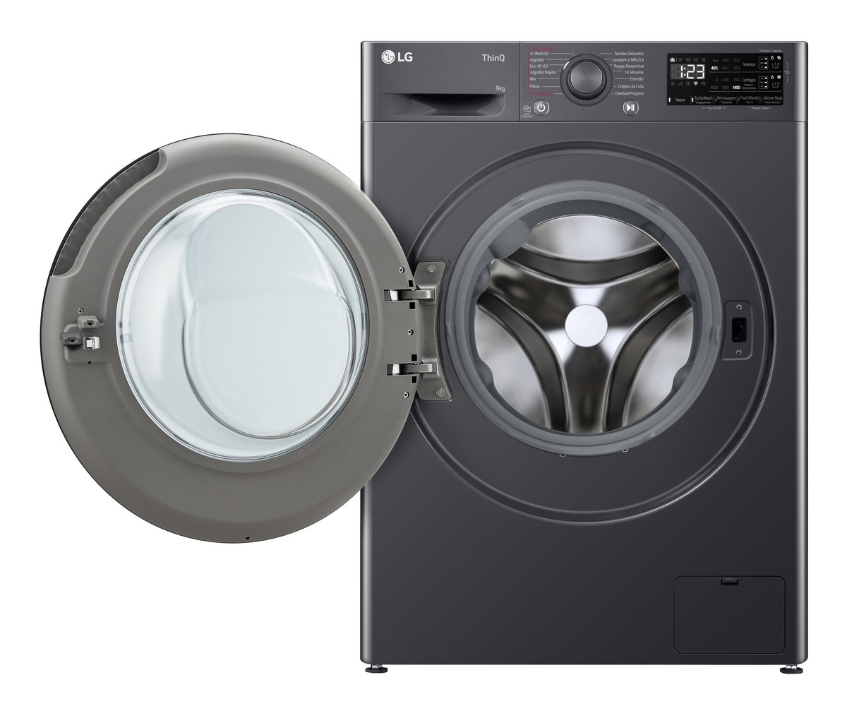 Máquina de Lavar Roupa LG F4WR359S6M Carga Frontal AI DD? Steam? TurboWash? de 9 Kg e de 1400 rpm - Preto Preto-3