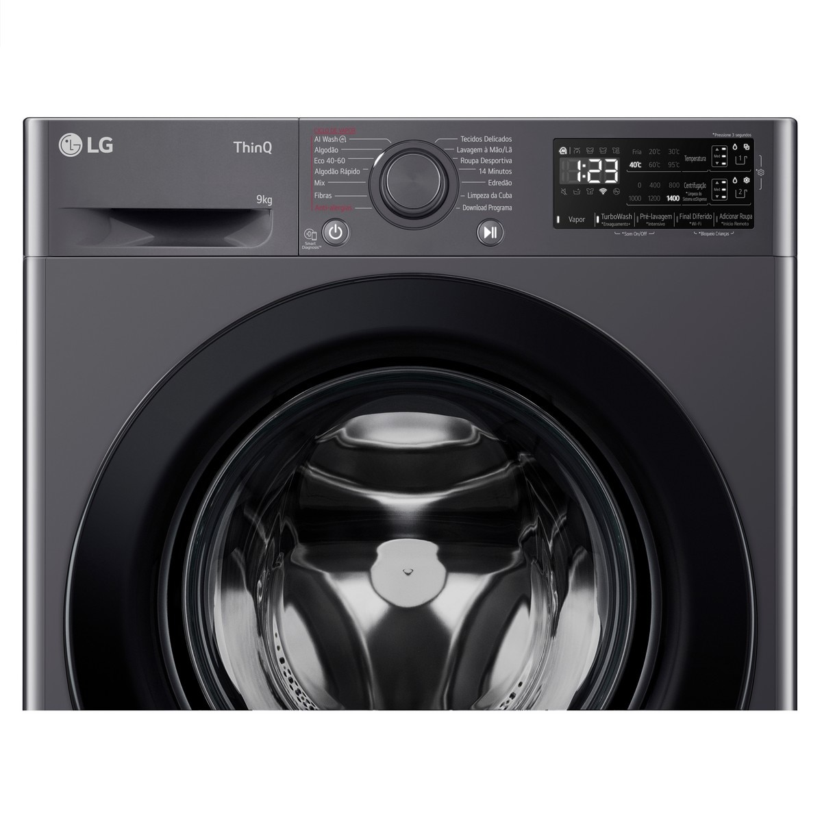 Máquina de Lavar Roupa LG F4WR359S6M Carga Frontal AI DD? Steam? TurboWash? de 9 Kg e de 1400 rpm - Preto Preto-6