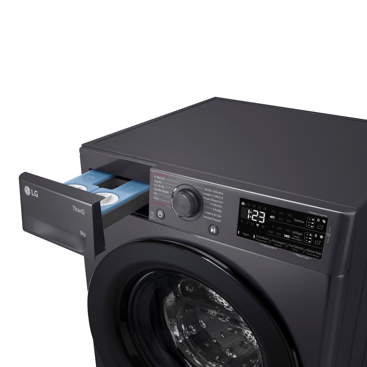 Máquina de Lavar Roupa LG F4WR359S6M Carga Frontal AI DD? Steam? TurboWash? de 9 Kg e de 1400 rpm - Preto Preto-7