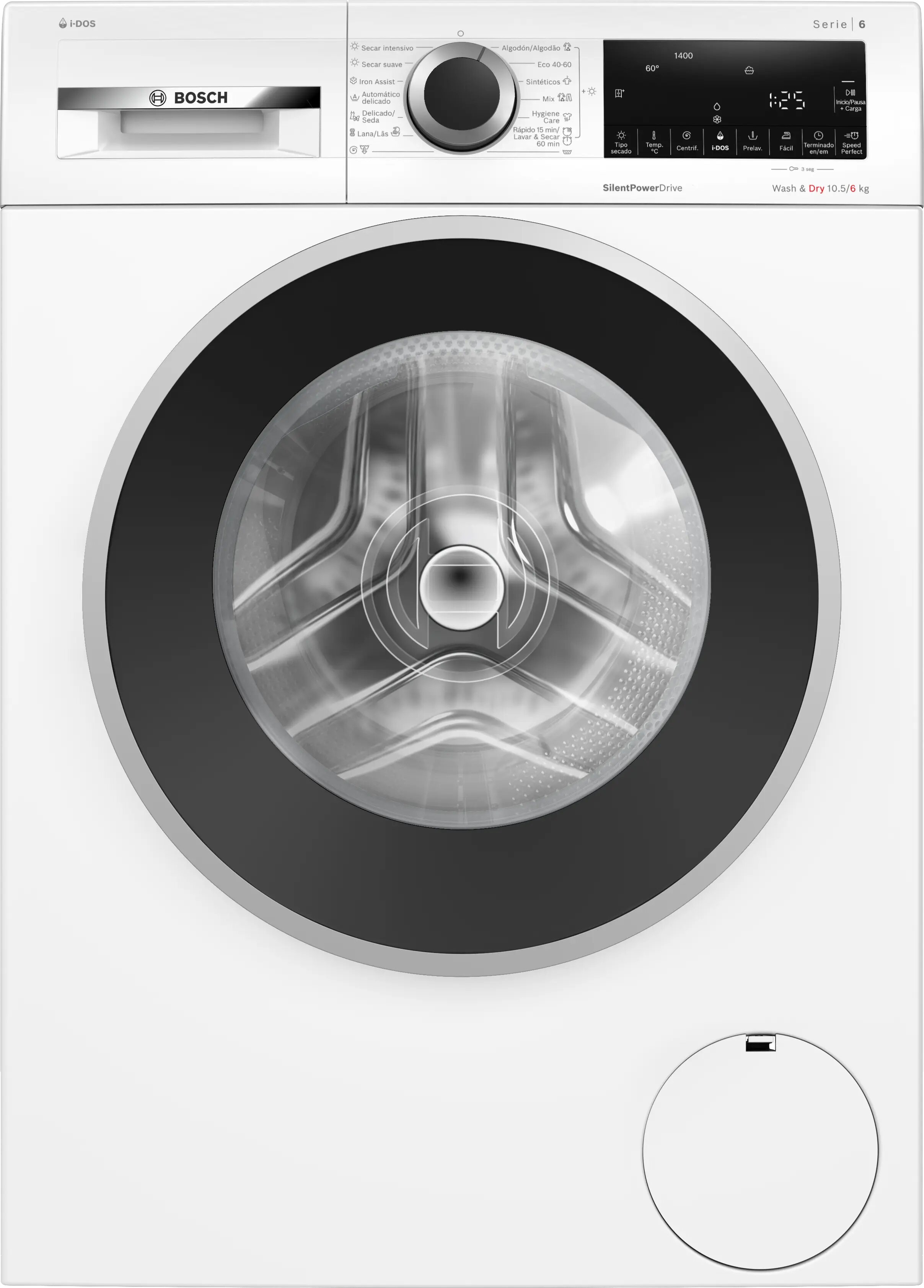 Imagem 0 de Máquina de Lavar e Secar Roupa Bosch Serie 6 WNG244A0ES i-DOS Carga Frontal de 10,5/6 kg e 1400 rpm - Branco