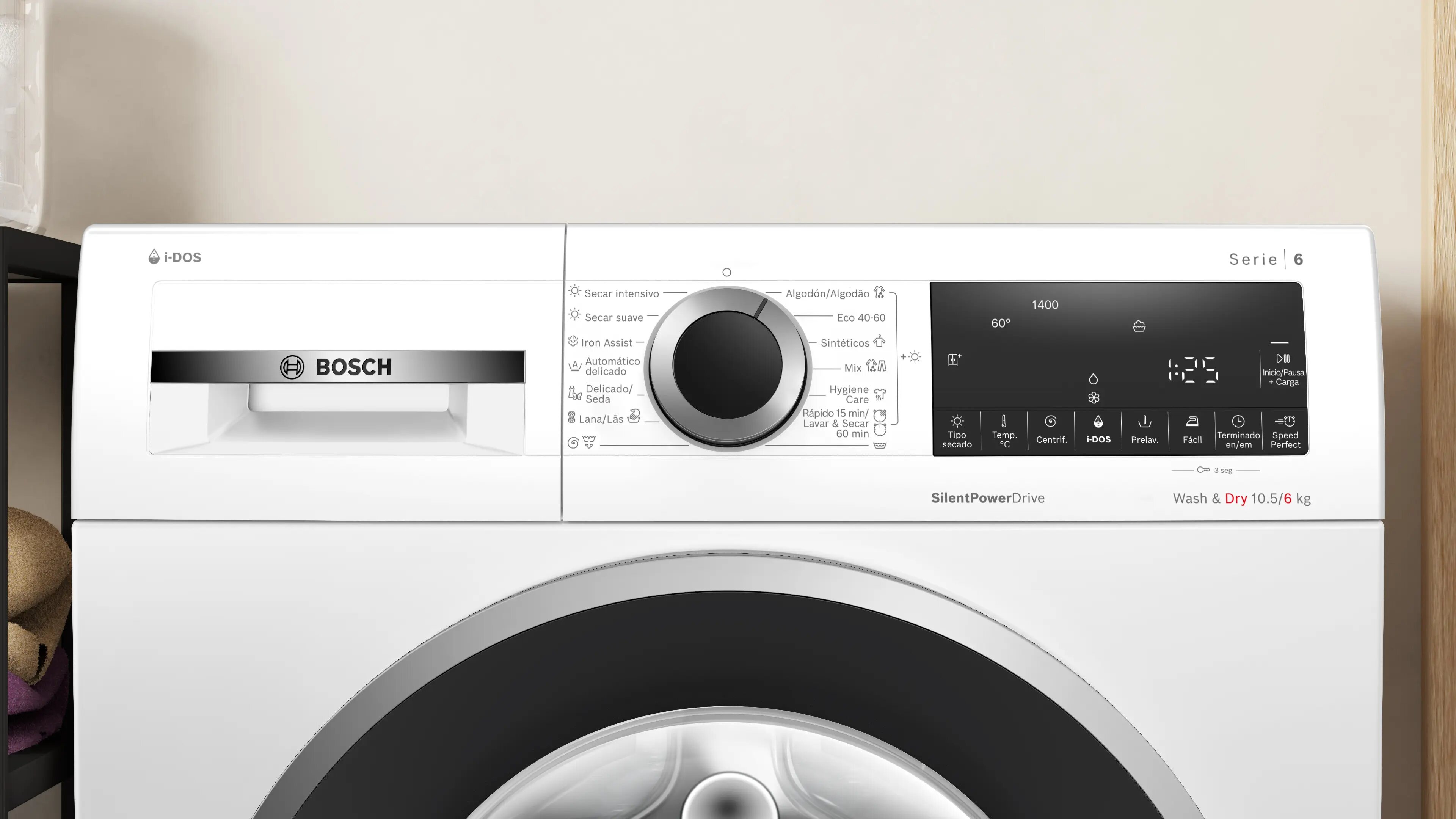 Máquina de Lavar e Secar Roupa Bosch Serie 6 WNG244A0ES i-DOS Carga Frontal de 10,5/6 kg e 1400 rpm - Branco Branco-2