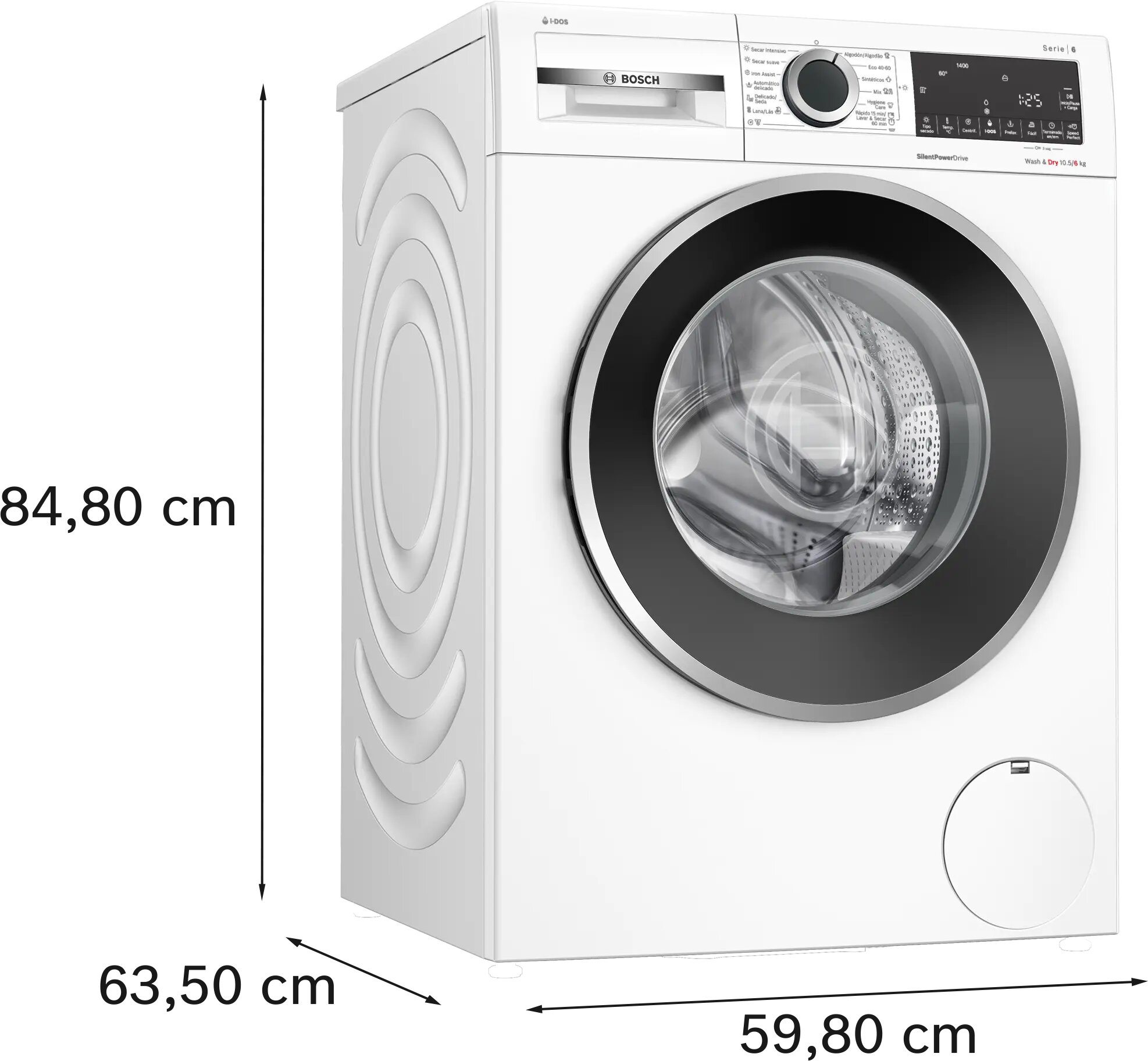 Máquina de Lavar e Secar Roupa Bosch Serie 6 WNG244A0ES i-DOS Carga Frontal de 10,5/6 kg e 1400 rpm - Branco Branco-4
