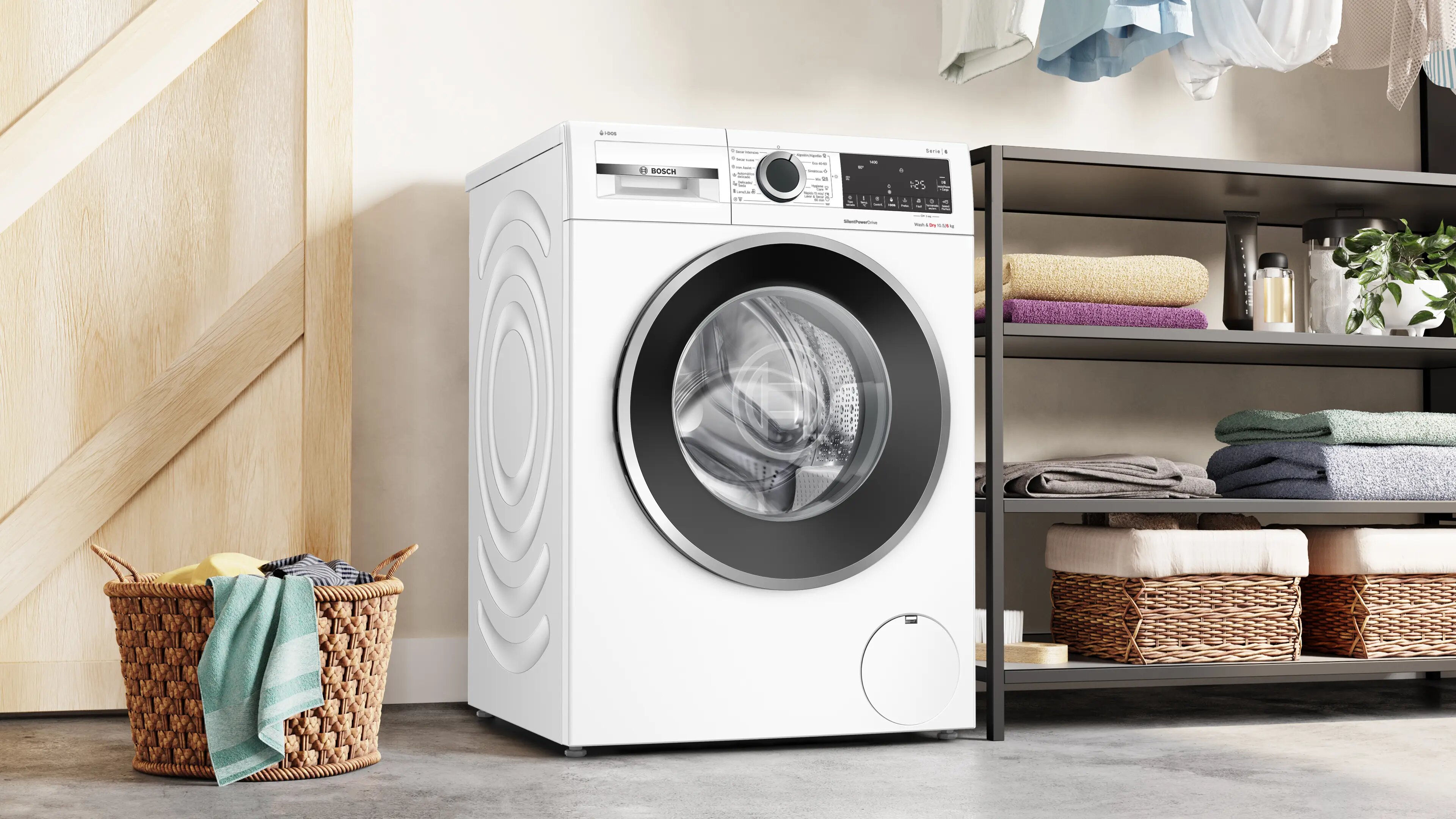 Máquina de Lavar e Secar Roupa Bosch Serie 6 WNG244A0ES i-DOS Carga Frontal de 10,5/6 kg e 1400 rpm - Branco Branco-6