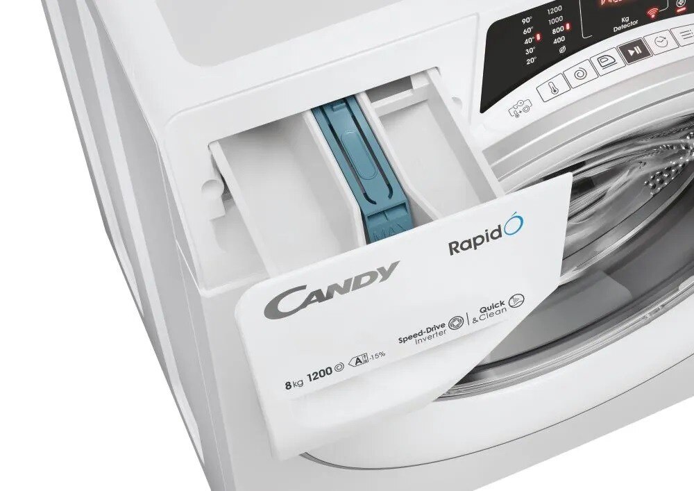 Máquina de Lavar Roupa Candy RO284DWMS7/1-S RapidÓ Carga Frontal de 8 Kg e 1200 rpm - Branco Branco-7
