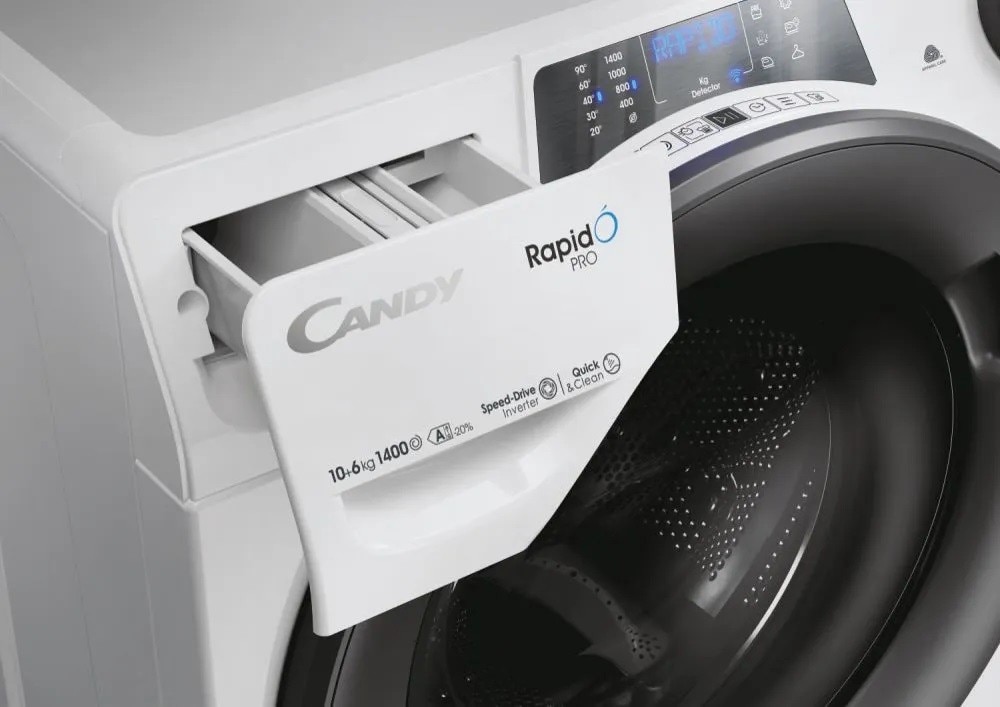 Máquina de Lavar e Secar Roupa Candy RPW 41066BWMR8-S Carga Frontal RapidÓ PRO de 10 Kg e 1400 rpm - Branco Branco-7