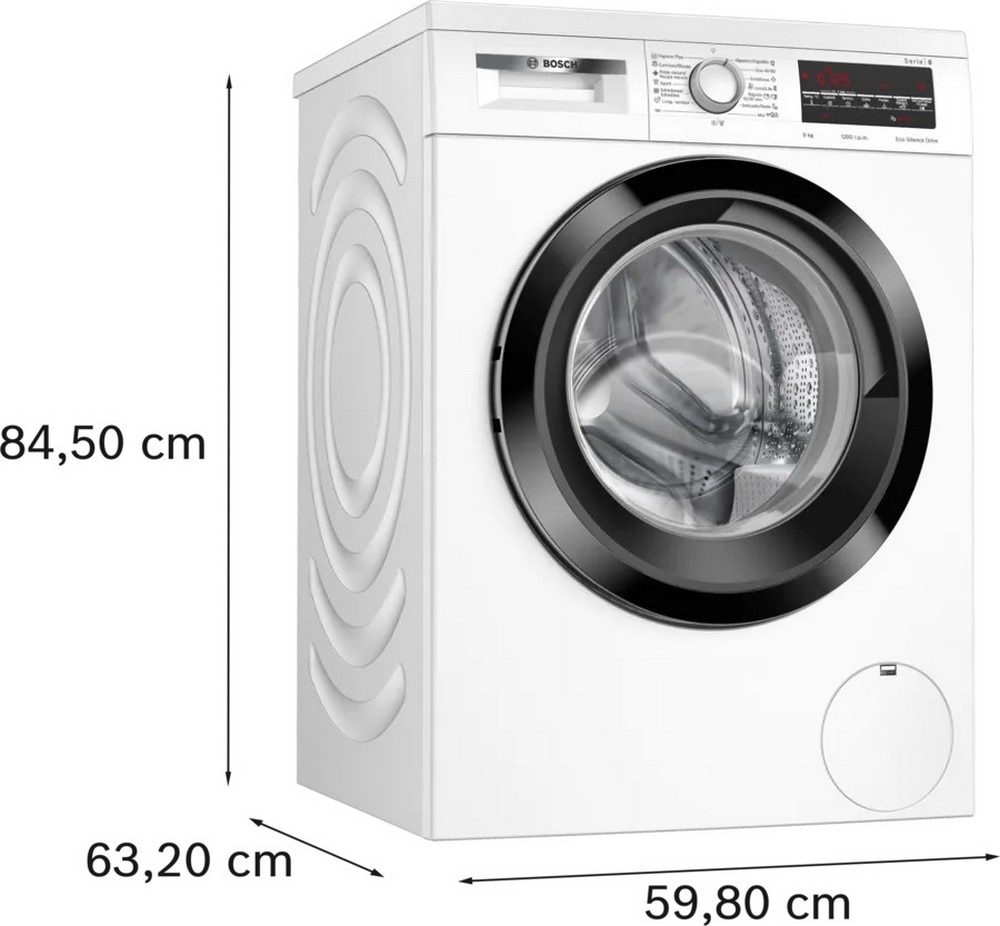 Máquina de Lavar Roupa Bosch Serie 6 WUU24T64ES Carga Frontal de 9 kg e 1200 rpm - Branco 3