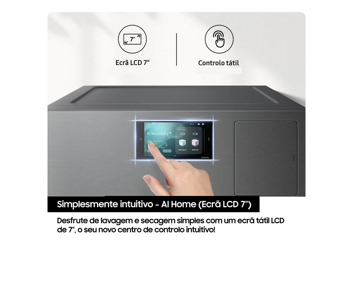 Máquina de Lavar e Secar Roupa Samsung WD18DB8995BZT2 Bespoke AI Laundry Combo de 18/11 Kg - Look Inox Grafite-9