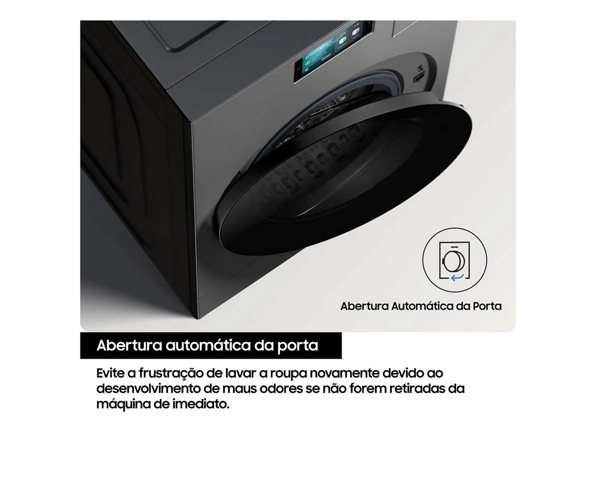 Máquina de Lavar e Secar Roupa Samsung WD18DB8995BZT2 Bespoke AI Laundry Combo de 18/11 Kg - Look Inox Grafite-12