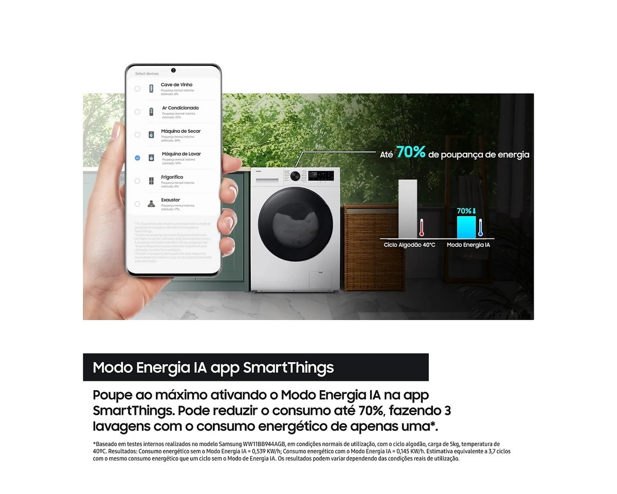 Máquina de Lavar e Secar Roupa Samsung WD11DG5B15BEEP Carga frontal, AI Eco Bubble e de 11/6kg - Branco Branco-3