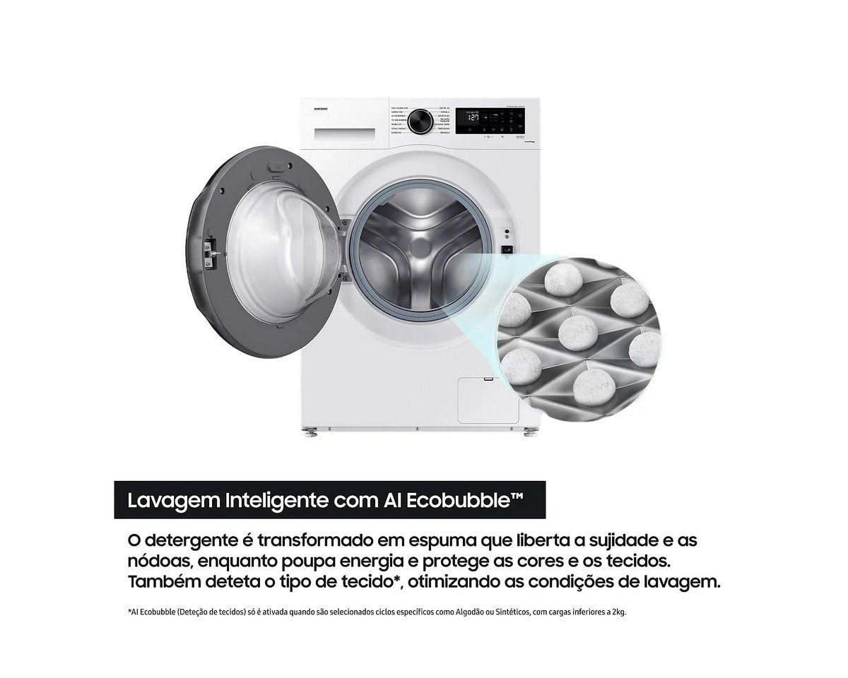 Máquina de Lavar e Secar Roupa Samsung WD11DG5B15BEEP Carga frontal, AI Eco Bubble e de 11/6kg - Branco Branco-4