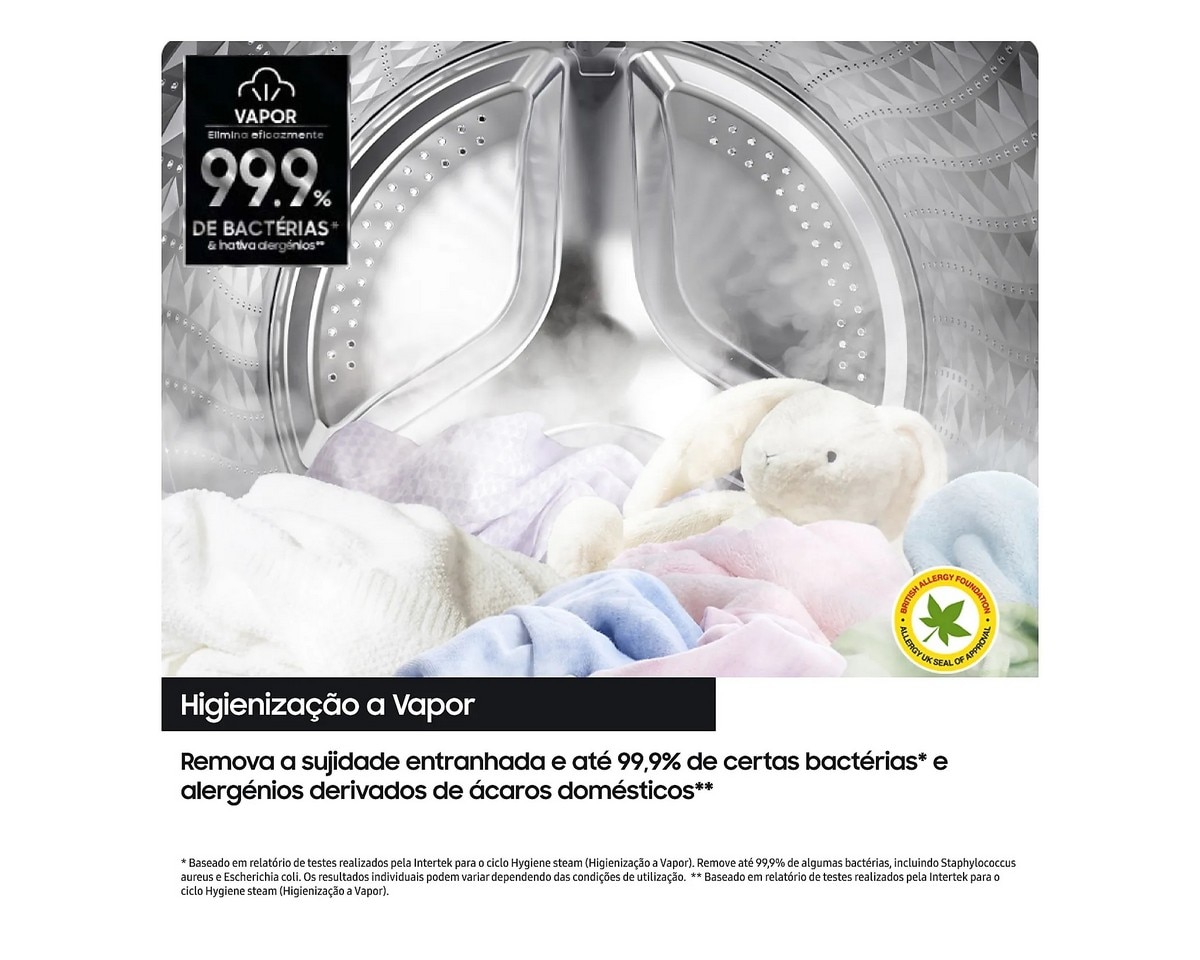 Máquina de Lavar e Secar Roupa Samsung WD11DG5B15BEEP Carga frontal, AI Eco Bubble e de 11/6kg - Branco Branco-6