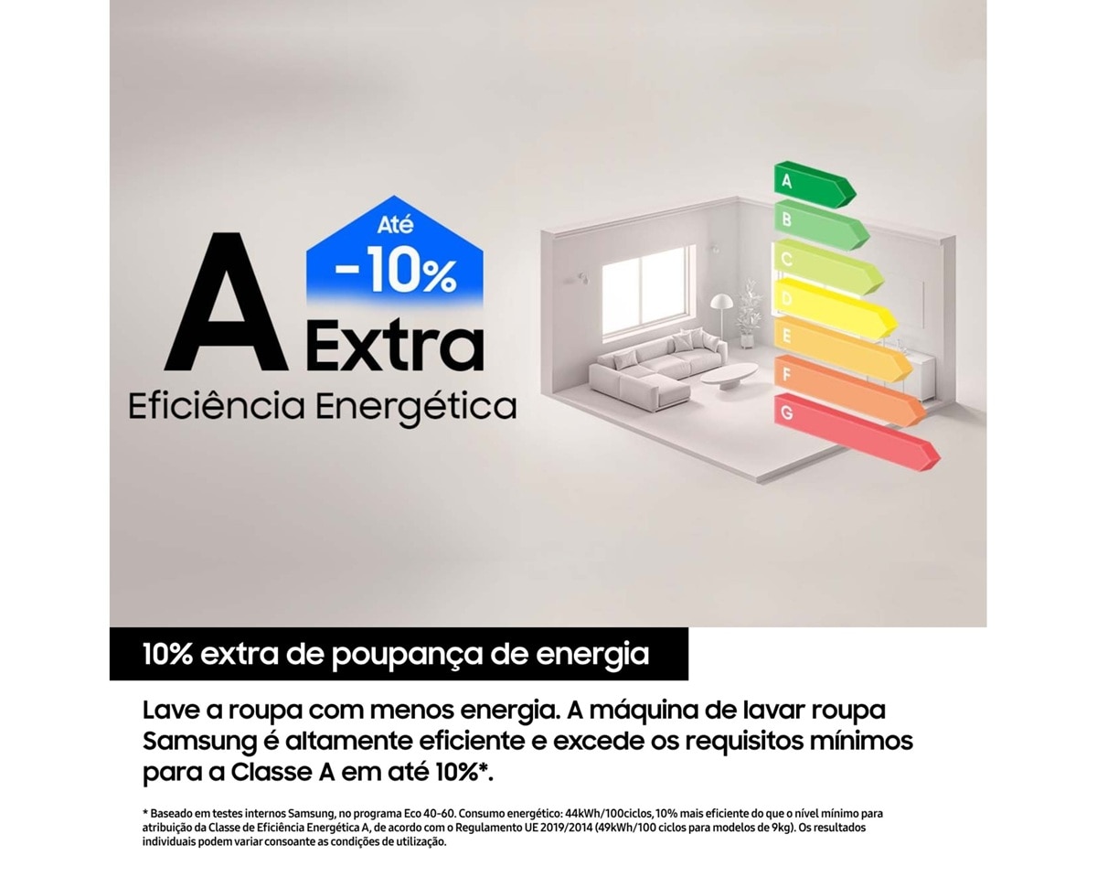Máquina de Lavar Roupa Samsung WW90DG6G94LKU3 AI EcoBubble de 9 kg e 1400 rpm - Branco Branco-4
