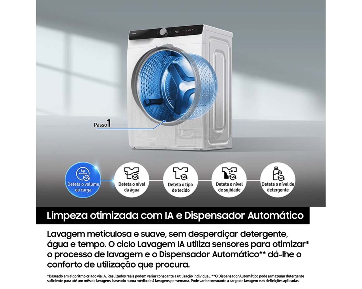 Máquina de Lavar Roupa Samsung WW90DG6G94LKU3 AI EcoBubble de 9 kg e 1400 rpm - Branco Branco-7