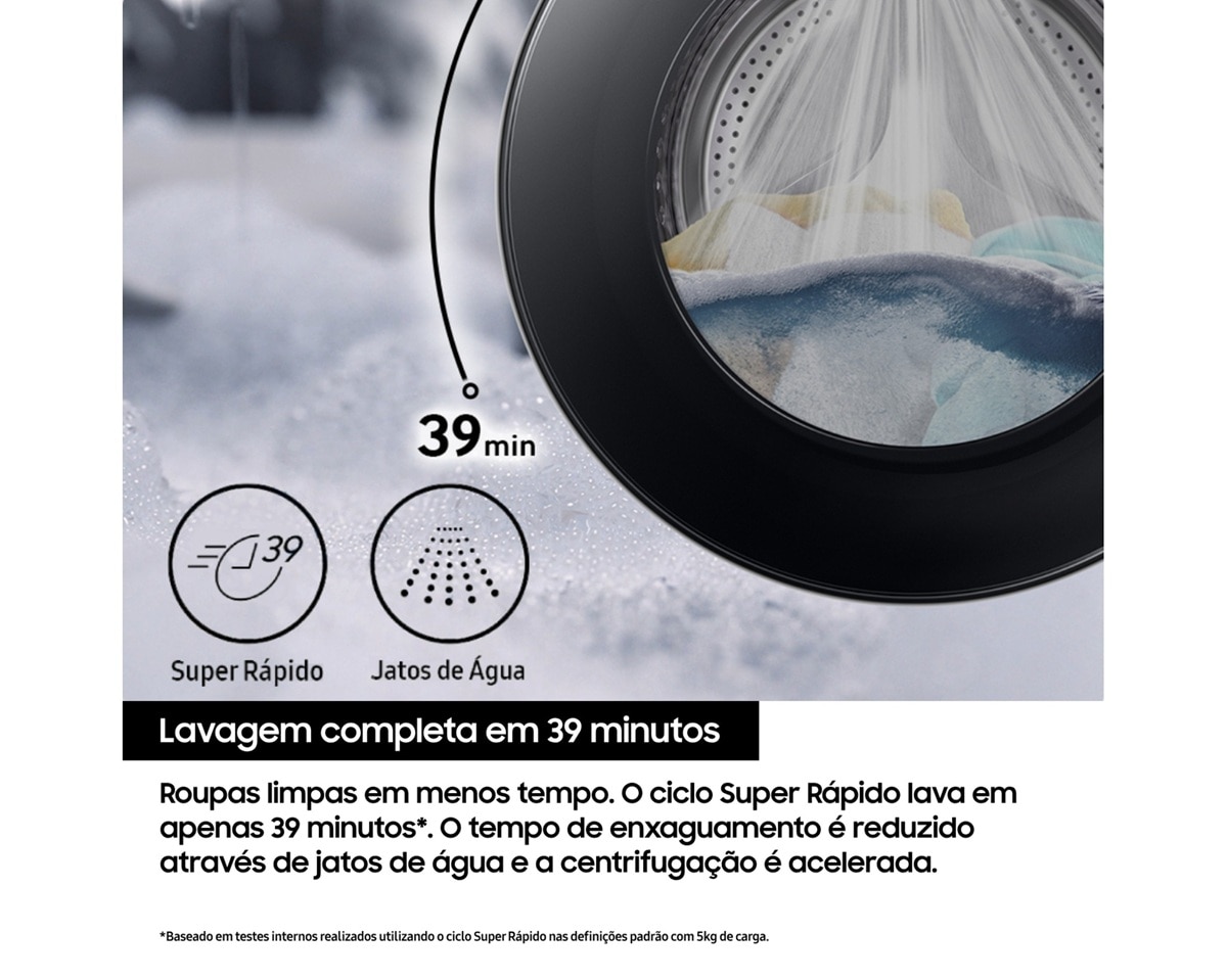 Máquina de Lavar Roupa Samsung WW90DG6G94LKU3 AI EcoBubble de 9 kg e 1400 rpm - Branco Branco-8
