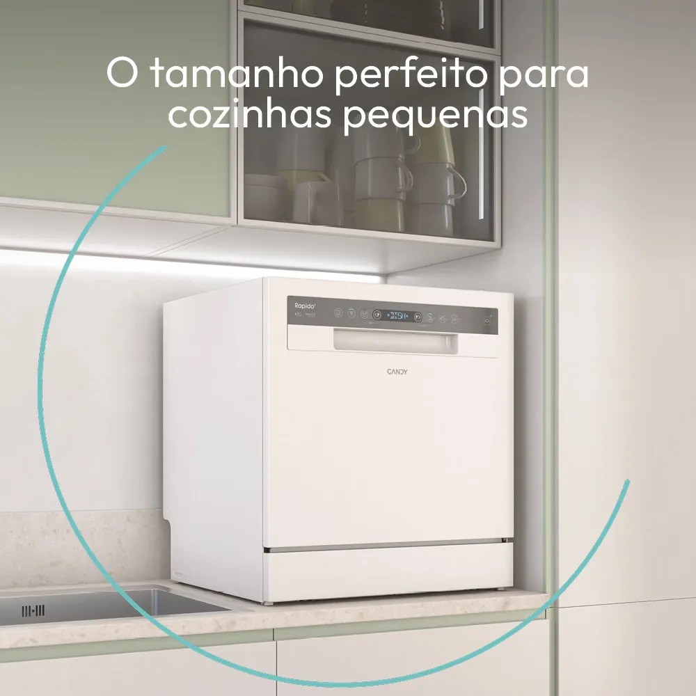Máquina de Lavar Loiça Candy RapidÓ CP 8F9FFW Table Top, de 8 Conjuntos - Branco Branco-2