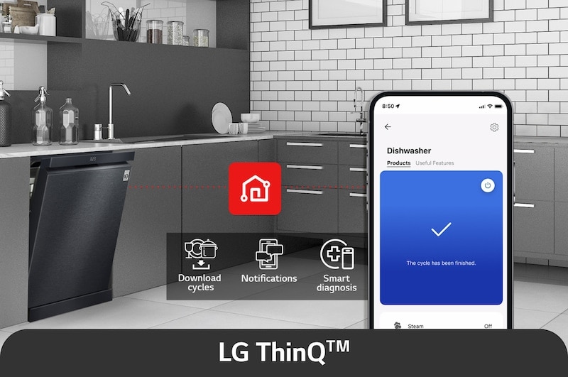 Máquina de Lavar Loiça LG DF587HMS QuadWash?, TrueSteam?, Easy Rack?Plus, para 14 Conjuntos e de 60 cm - Preto Mate Preto mate-5