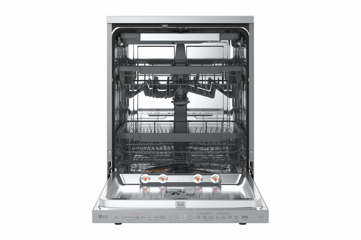 Máquina de Lavar Loiça LG DF375HVS de 14 conjuntos, 60 cm e com QuadWash Steam, Lavagem a Vapor e Terceira Bandeja Silver-2