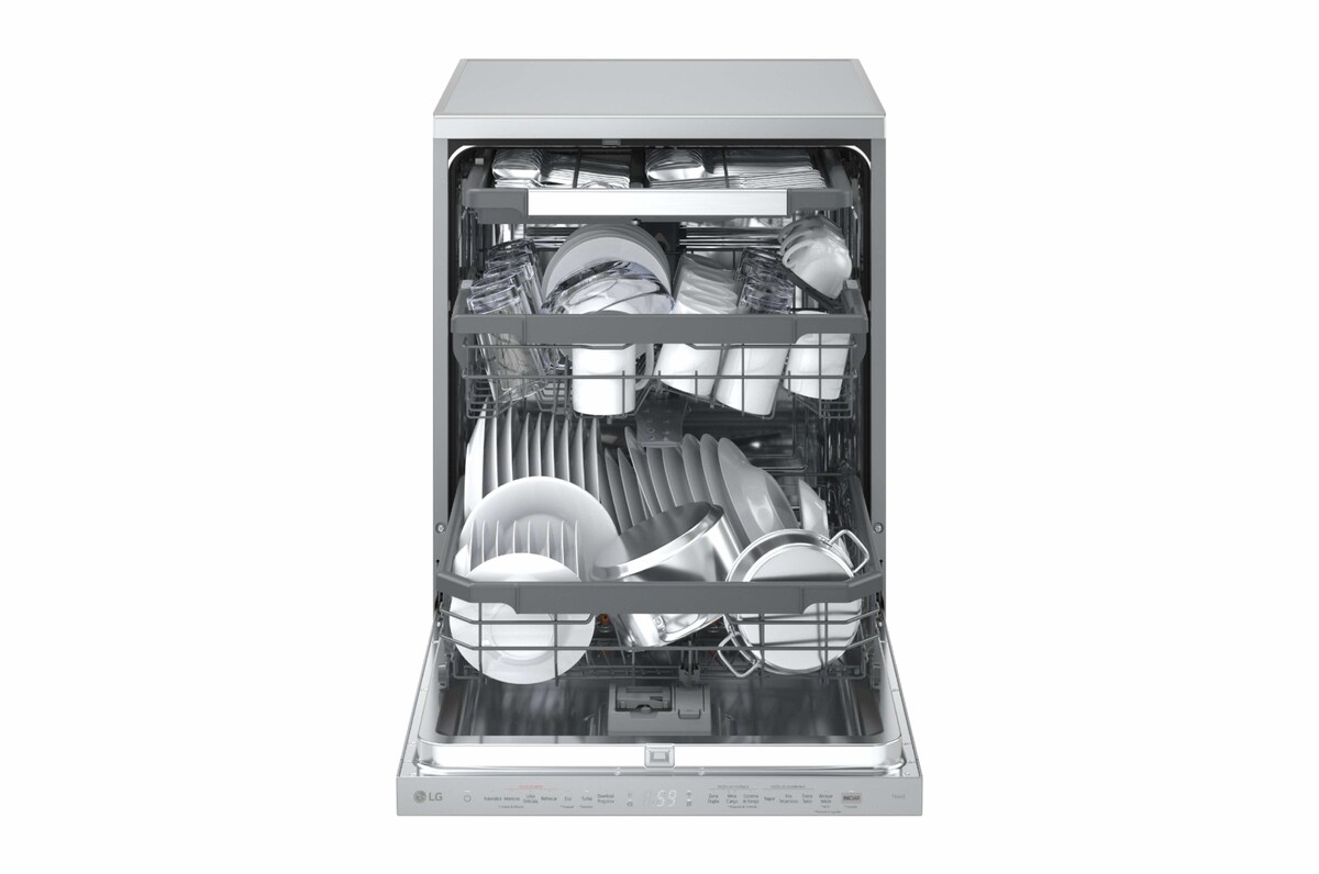 Máquina de Lavar Loiça LG DF375HVS de 14 conjuntos, 60 cm e com QuadWash Steam, Lavagem a Vapor e Terceira Bandeja Silver-11