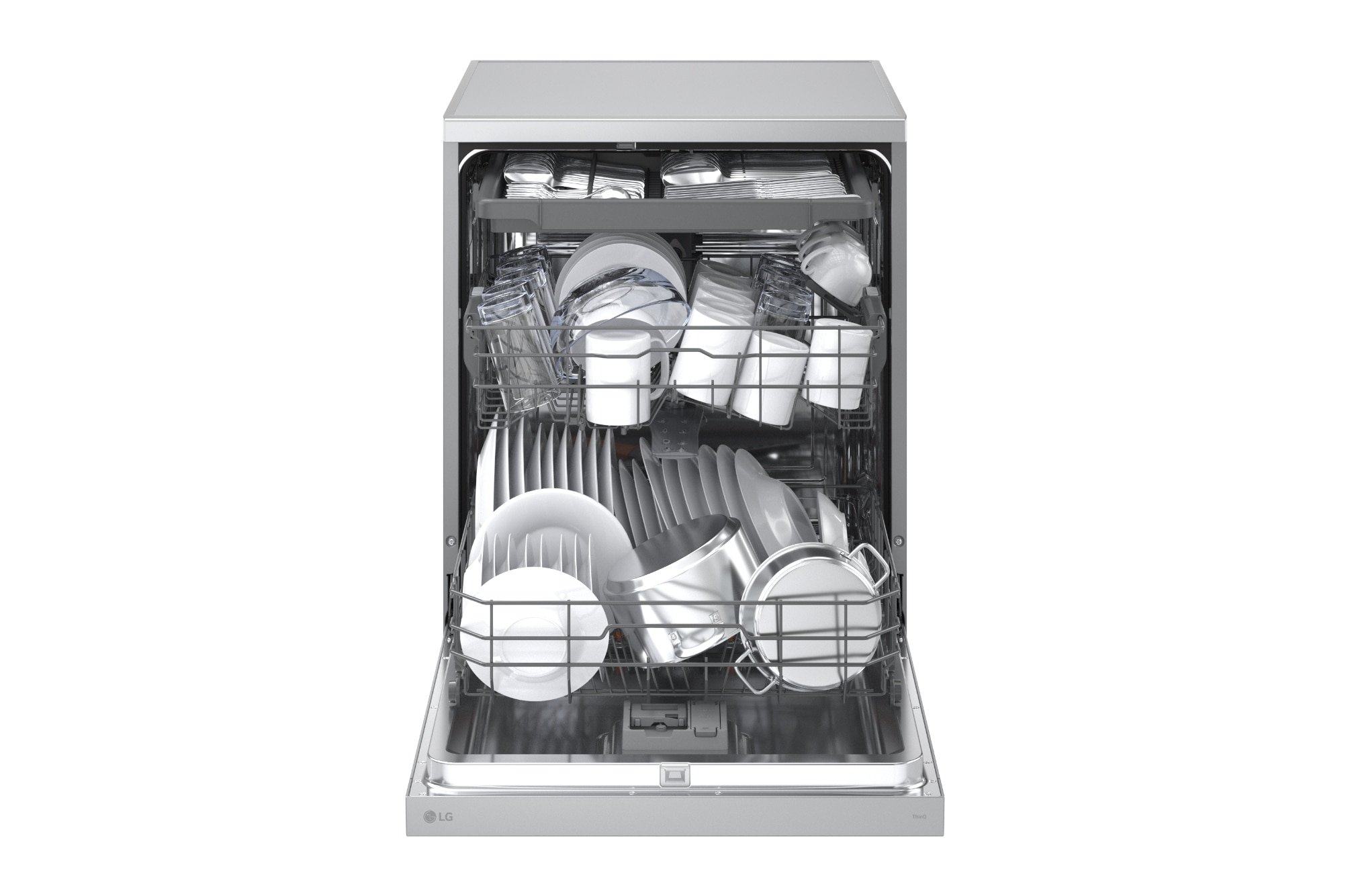 Máquina de Lavar Loiça LG DF273FVS de 14 conjuntos, 60 cm e com QuadWash, TrueSteam e EasyRack Plus e Terceira Bandeja - Silver Silver-14