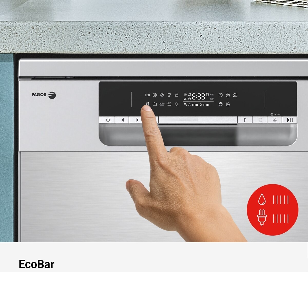 Máquina de Lavar Loiça Fagor 4LVF?636ADX Comfort, 3ª Bandeja, de 14 Conjuntos e 60 cm – Inox Inox-4