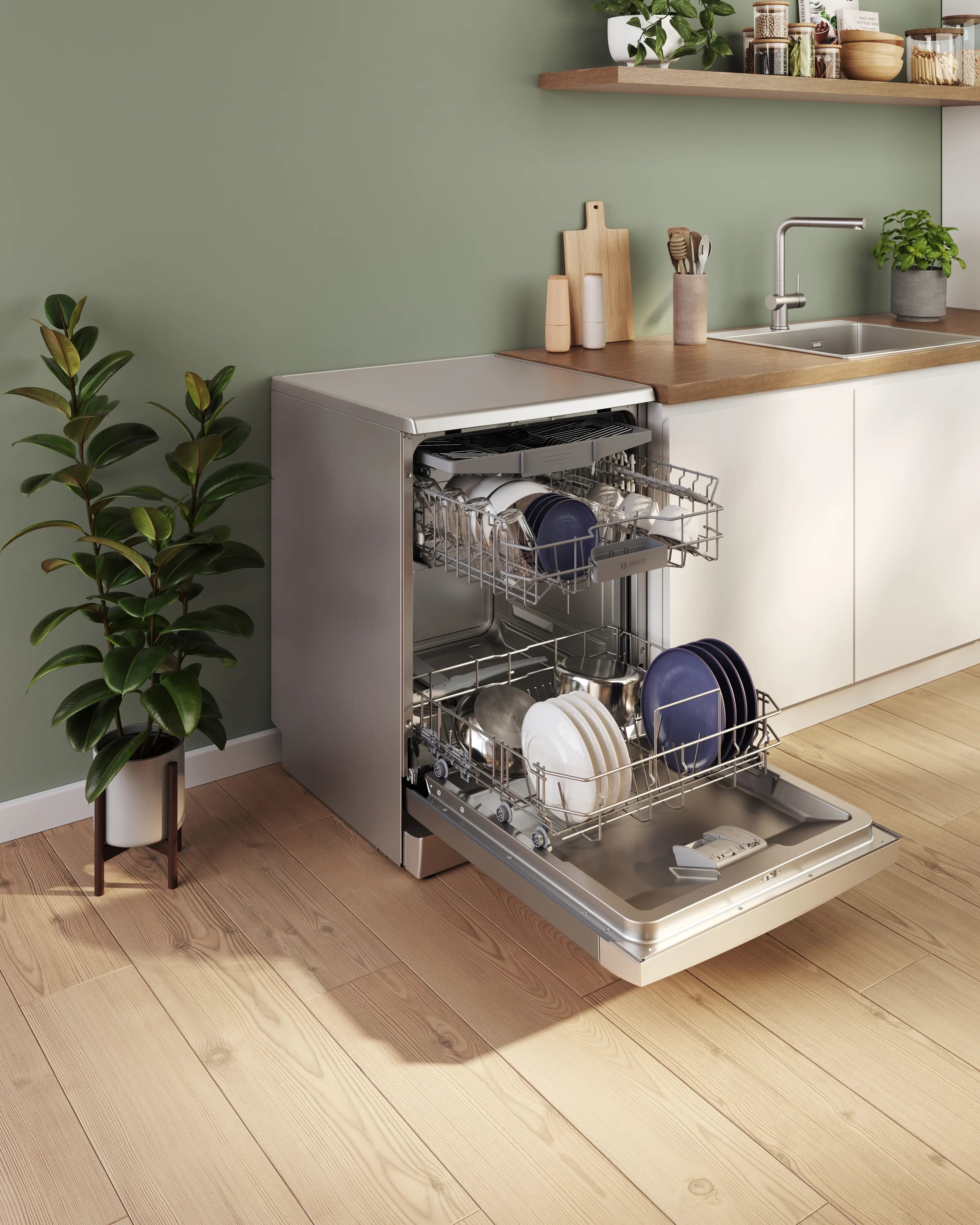 Máquina de Lavar Loiça Bosch Serie 4 SMS4HMI09E de 14 Conjuntos e 60 cm - Inox Antidedadas Aço Antimarcas-9