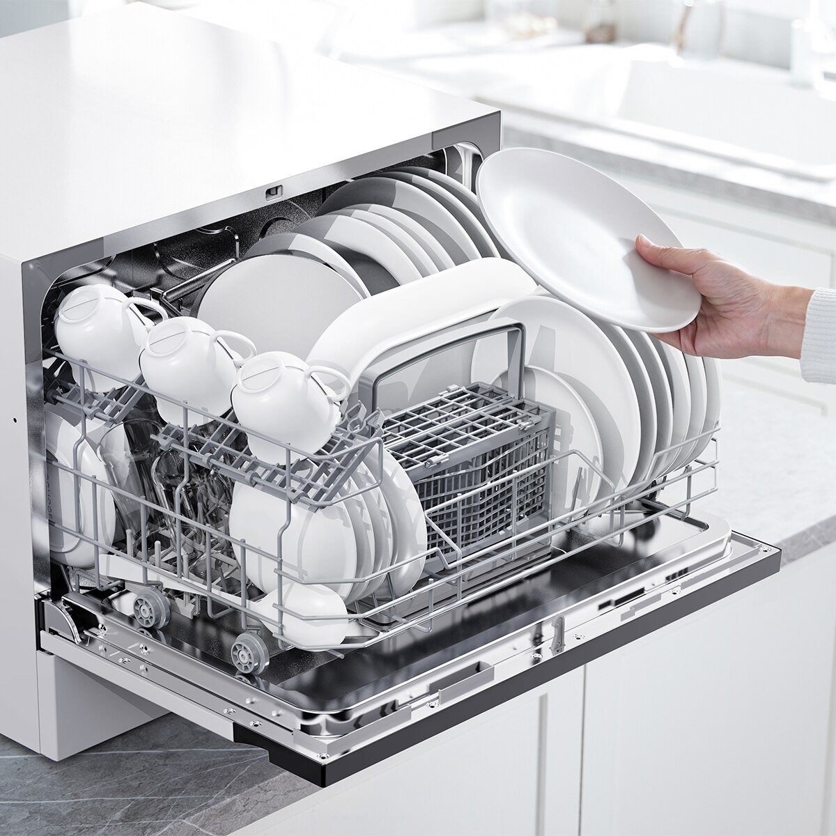 Máquina de Lavar Loiça Midea MTD55S400W - GR Compacta, de 6 Conjuntos e 60 cm - Branco Branco-8