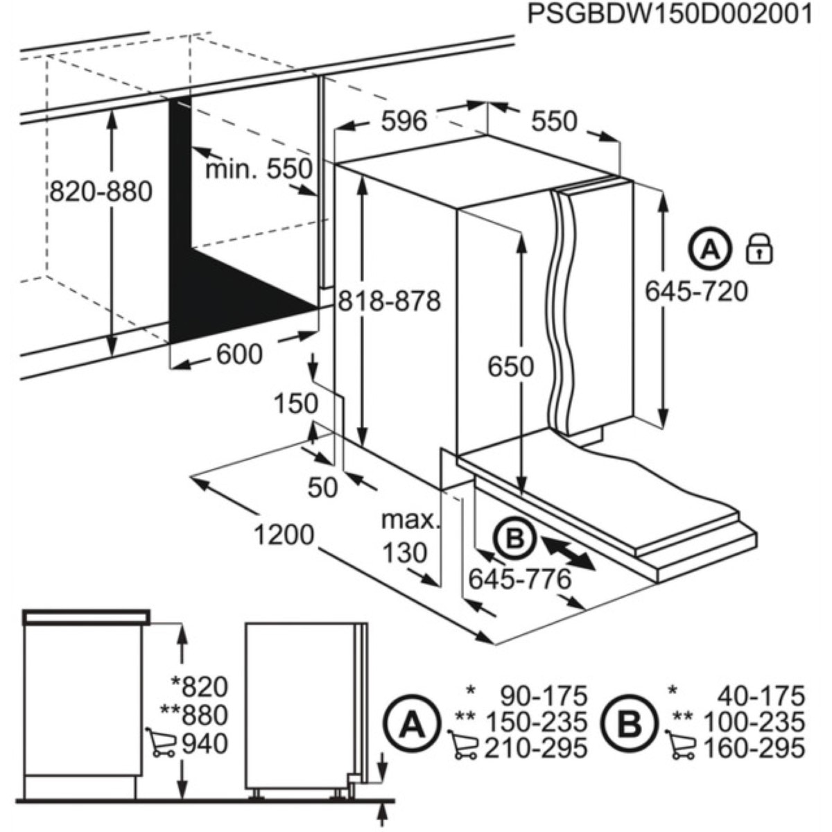 Máquina de Lavar Loiça Encastrável AEG FSB53617Z SatelliteClean® e AirDry para 13 Talheres e de 60 cm - Painel Preto 2