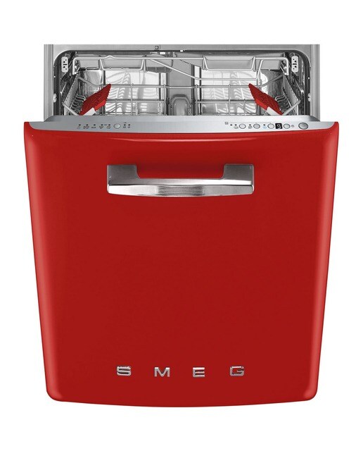 Imagem 0 de Máquina de Lavar Loiça Sob Bancada Smeg Anni 50 STFABRD3 Sistema de Lavagem Planetário, de 13 Talheres e de 60 cm - Vermelho Polido