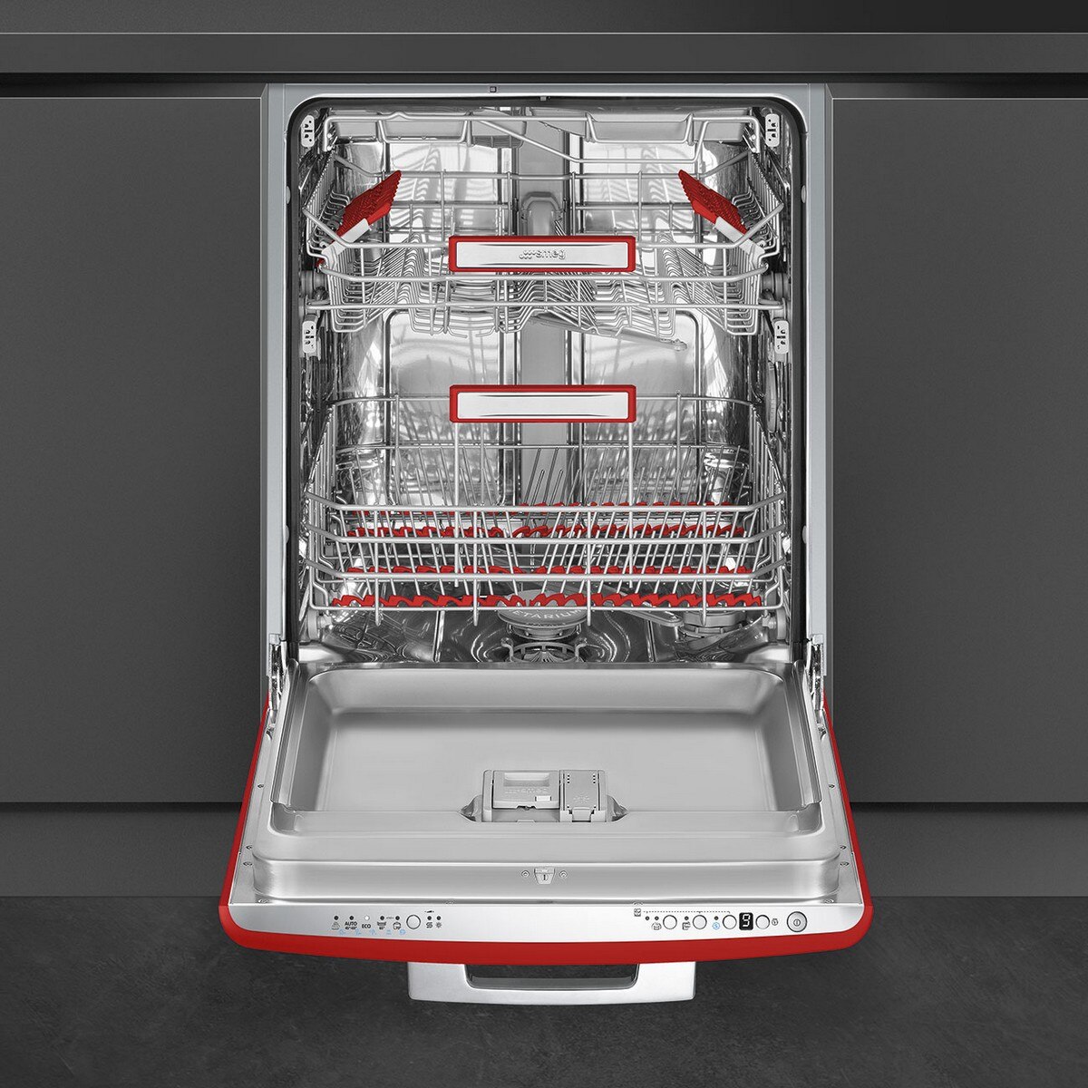 Máquina de Lavar Loiça Sob Bancada Smeg Anni 50 STFABRD3 Sistema de Lavagem Planetário, de 13 Talheres e de 60 cm - Vermelho Polido Vermelho-3