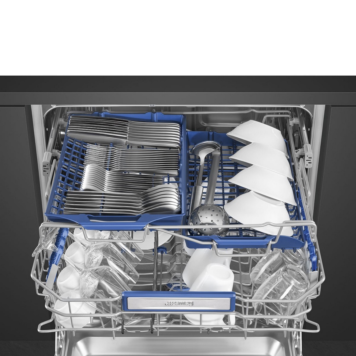 Máquina de Lavar Loiça Encastrável Smeg Universal STL324BQL Sistema de Lavagem Planetário, de 14 Talheres e de 60 cm - Cinza Cinzento-7