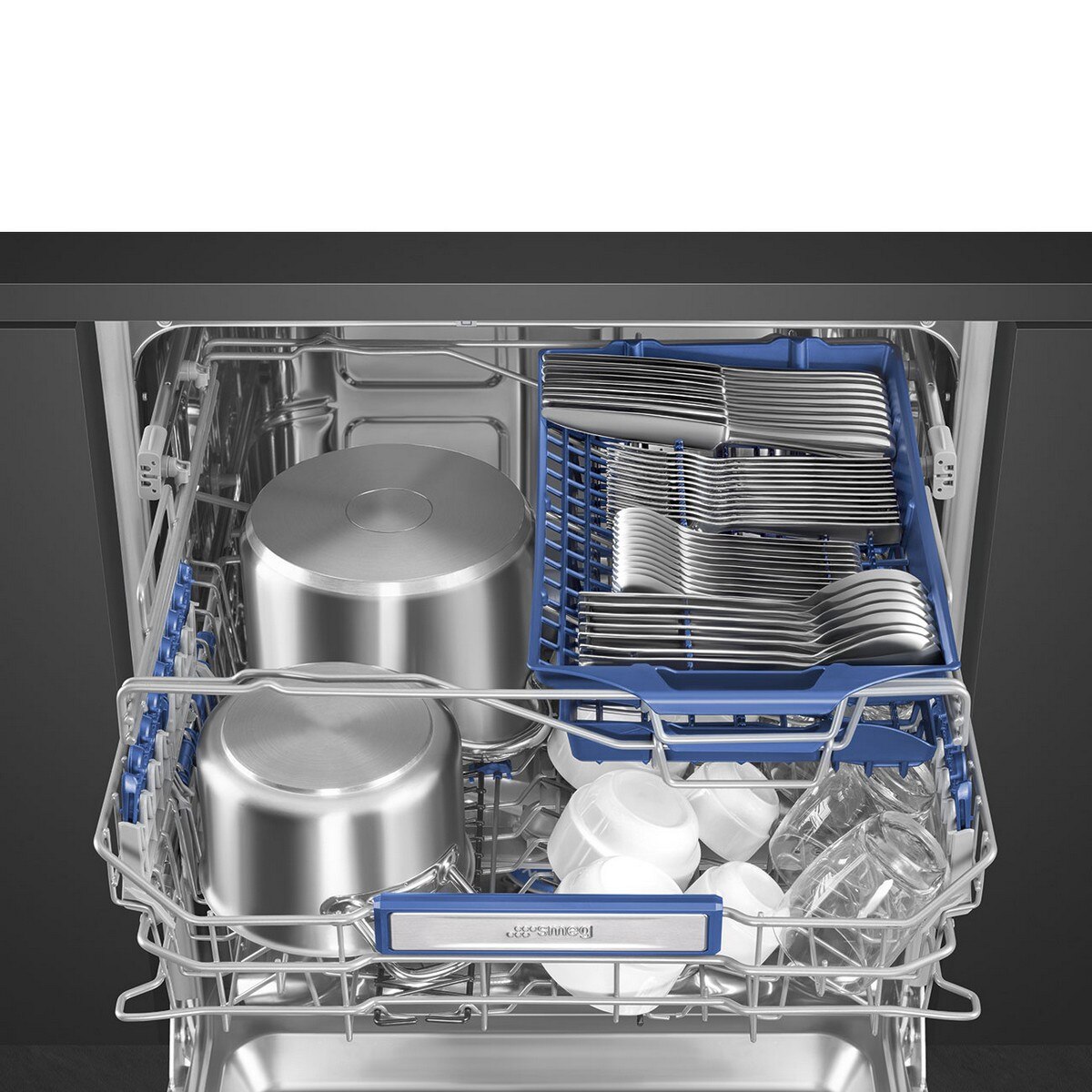 Máquina de Lavar Loiça Encastrável Smeg Universal STL324BQL Sistema de Lavagem Planetário, de 14 Talheres e de 60 cm - Cinza Cinzento-8